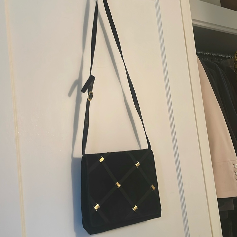 Vintage  Salvadore ferragamo crossbody suede clutch logo so cute
